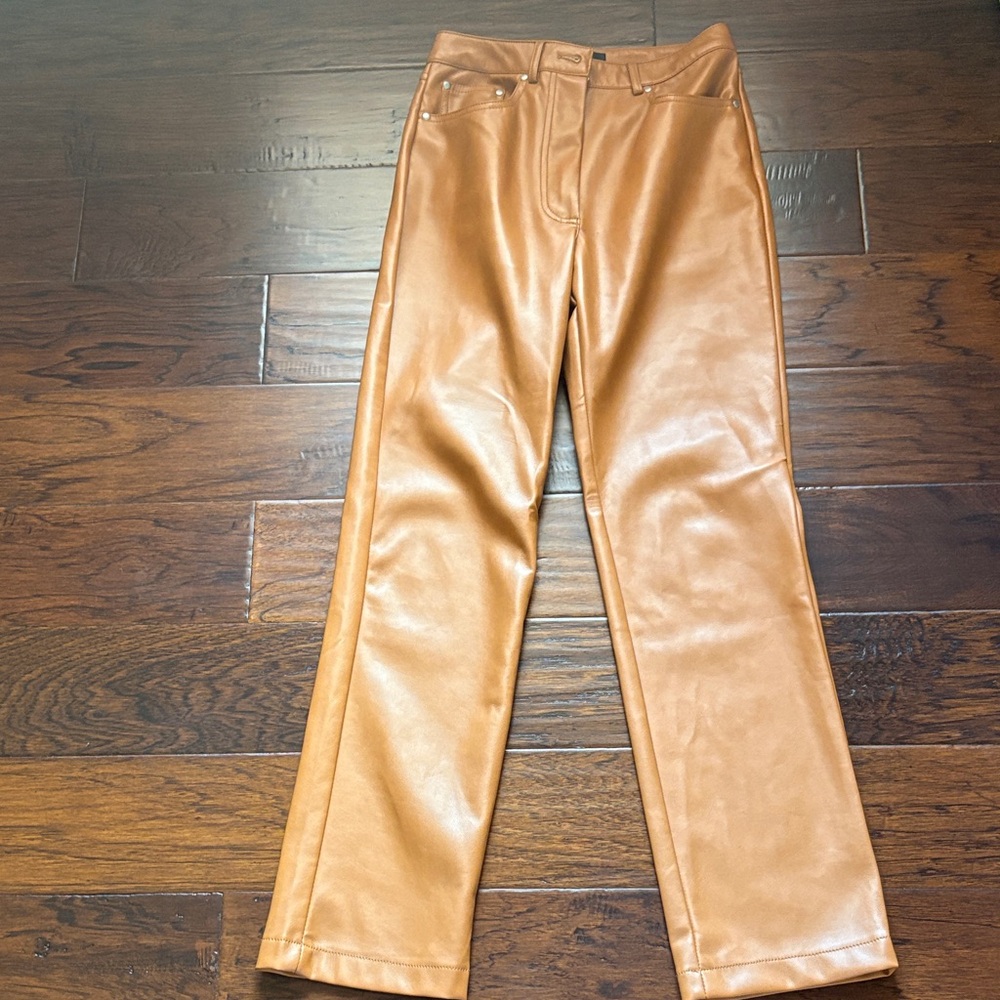 Chic Tan Faux Leather Pants